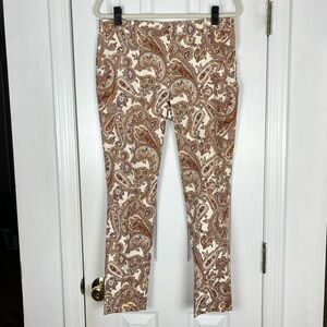 Zara Paisley Print Slim Leg Tapered Ankle Pants